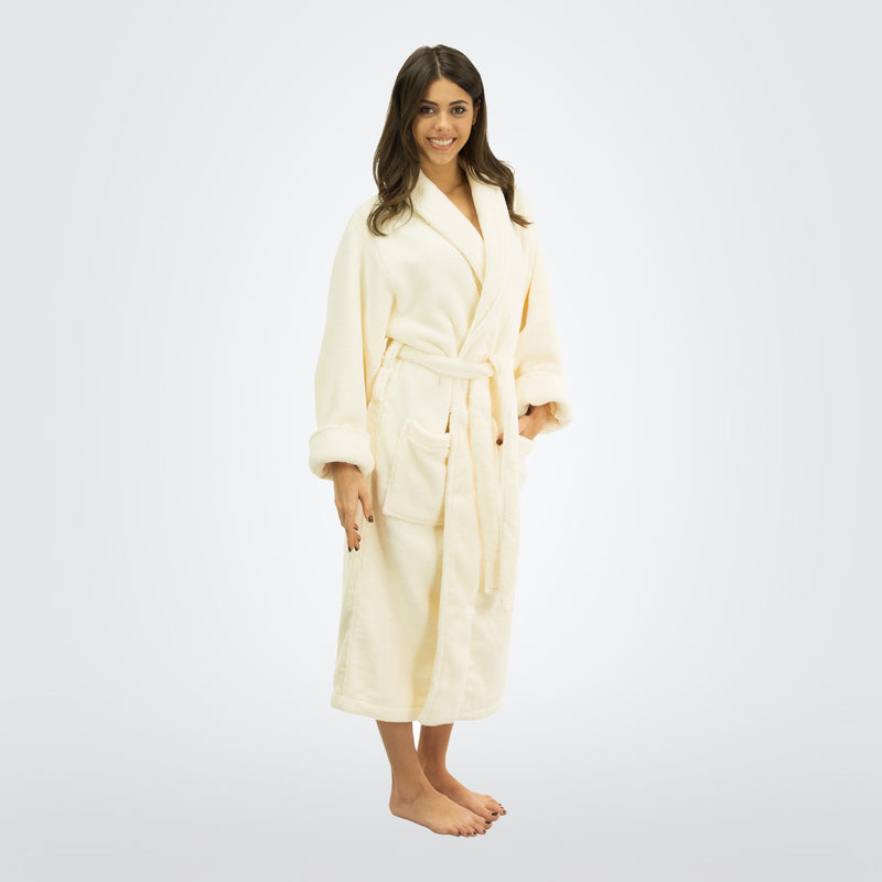 Women's Ankle Length Hooded, Low Twist, Soft Turkish Cotton Bathrobe