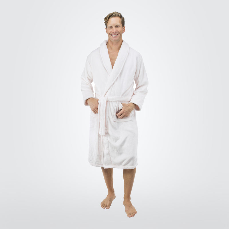 Men's Shawl Collar Fleece Bathrobe Spa Robe